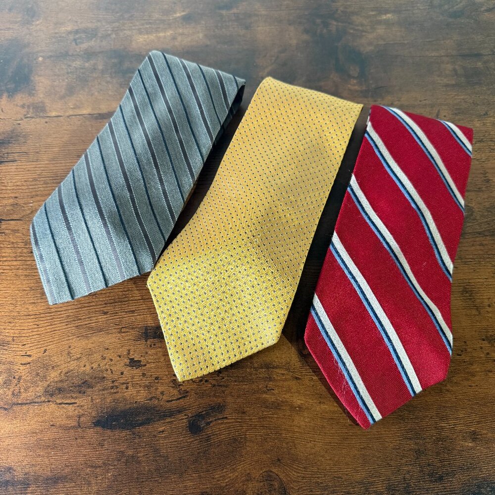 Lot of 3 VTG Crest Tommy Hilfiger Silk Mens Tie Made In USA Logo